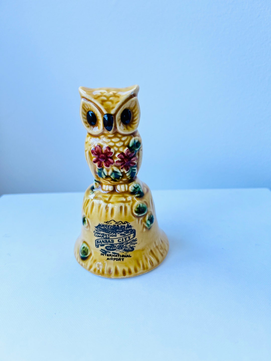 Vintage Big Eyes Owl Bell Ceramic Kansas City Etsy