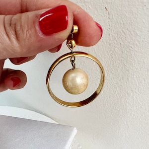 Faux Pearl And Hoop Vintage Earrings Gold Tone