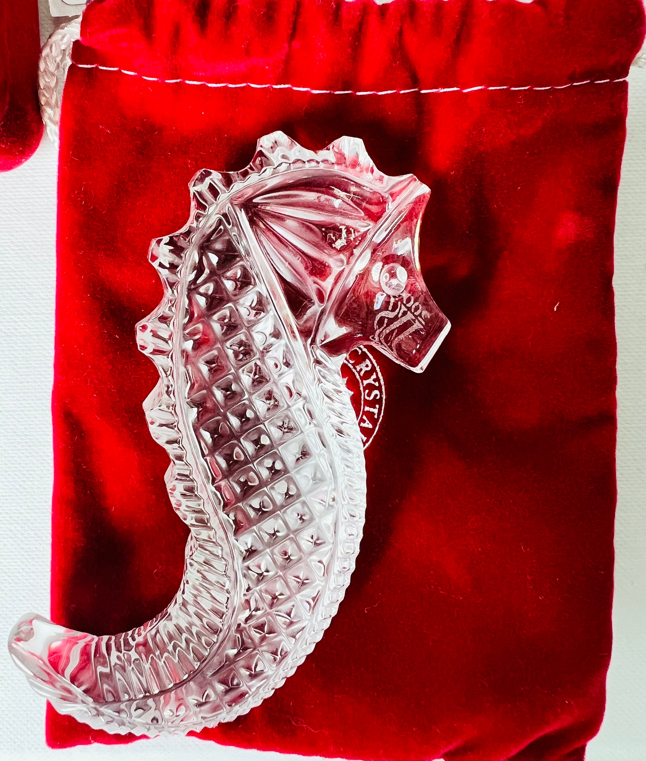 Waterford Crystal Society Seahorse Hand Cooler Paperweight With