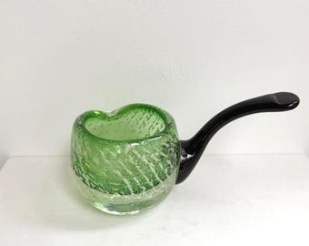 Murano Style Green Pipe Paperweight Polished Bottom