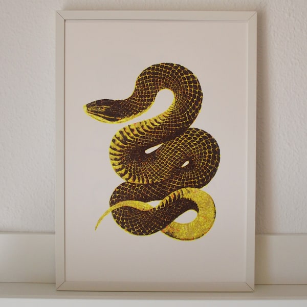 Golden Snake: A Lustrous Enigma - Originale - Nessuna stampa - A4 - Plotter Art