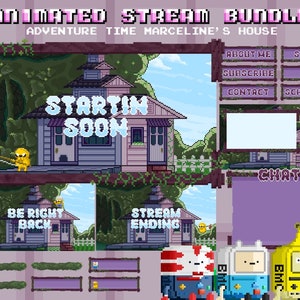 Adventure Time Marceline&#39;s House Animated Stream Overlay for Twitch, Youtube | Overlay Stream Package | Cute Twitch Overlay | Twitch Emotes