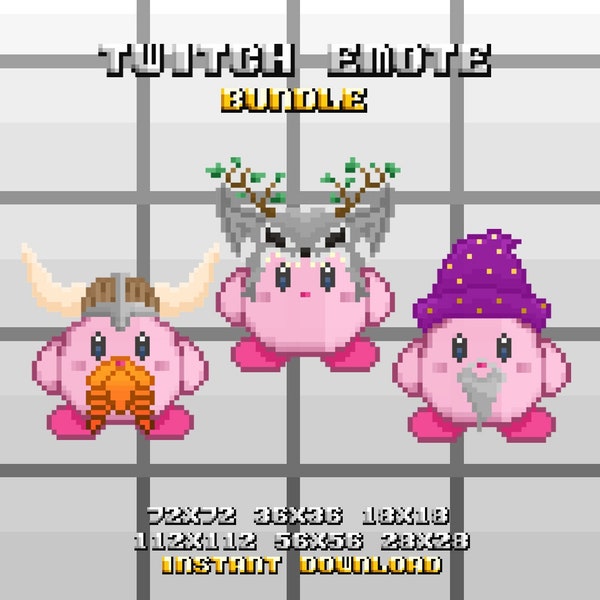 MMORPG Kirby Badges | Twitch Pixel Emote | Channel Points | INSTANT DOWNLOAD | Emote | Discord Emote | Channel Point | Discord | Youtube.
