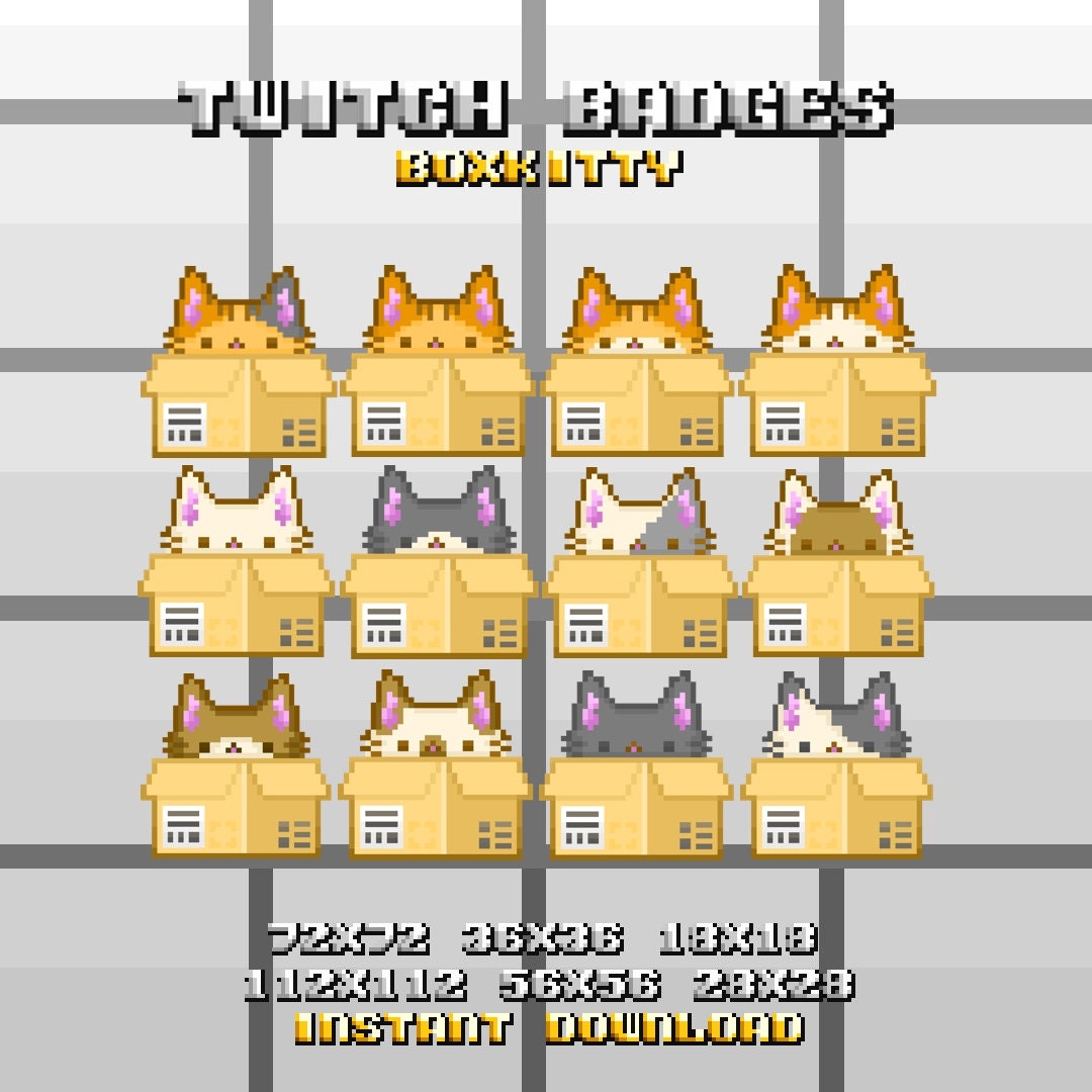 Cute Twitch Kittens in Boxes Sub Badges Twitch Channel Point INSTANT