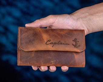 personalized tobacco pouch Personalized Leather Tobacco Pouch, Handmade Roll up Tobacco Bag