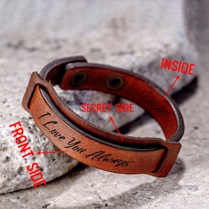 Personalized Leather Bracelet,Adjustable Leather Cuff,Chiristmast Gifts, Gift for Boyfriend,Anniversary Gift,Dad Bracelet