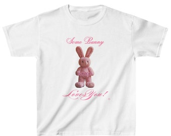 Girls Spring Summer t’shirt, Bunny Love Kiss Karen