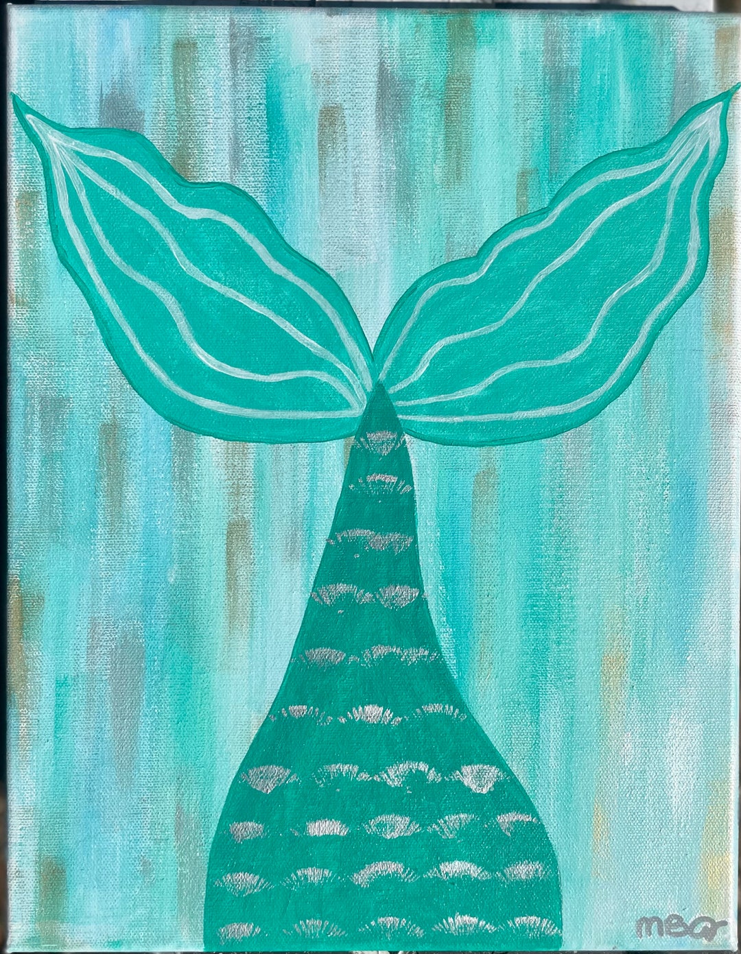 Mermaid Tail Canvas Painting Etsy