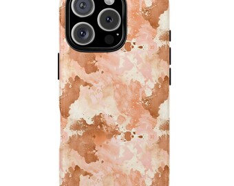 Jolie coque imprimée western rose marron en peau de vache, esthétique bohème pour iPhone 16 15 14 13 12 11 Google 8 Samsung 24 coques solides, cadeau d'anniversaire pour elle