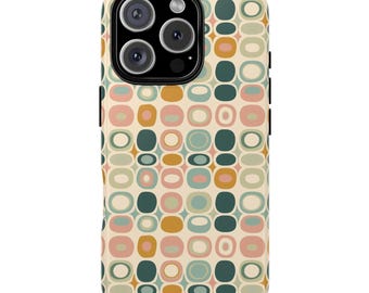 Retro Vibes iPhone 16 Samsung Google Phone Case, Pink Blue 60s 70s Vintage Design Print, iPhone 15 14 13 12 Pro Plus  Dual Protective Case