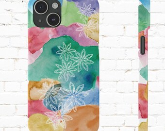 Coque de portable fine aquarelle fleurs pour iPhone 15 14 Plus Pro Max 13 12 11 Pro Max Mini XR XS X 7 8 Plus Slim