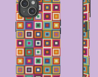 Étui de téléphone esthétique rétro cool pour iPhone, coloré groovy, étui de protection Google Samsung, rose bleu violet vert, coque de téléphone artistique