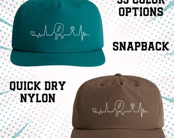 Casquette de pickleball Love, casquette de sport SnapBack en nylon à séchage rapide, cadeau pour partenaire joueur pour homme et femme, 33 couleurs au choix, accessoires