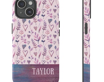 Joli imprimé aquarelle bleu rose personnalisé, coques de téléphone de protection esthétiques bohèmes pour IPhone Google Samsung, cadeau pour ado, petite amie, soeur