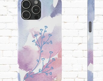 Blues Purples Aquarelle Floral Slim Phone Case iPhone 15 14 Plus Pro Max 13 12 11 Pro Max Mini XR XS X 7 8 Plus Slim