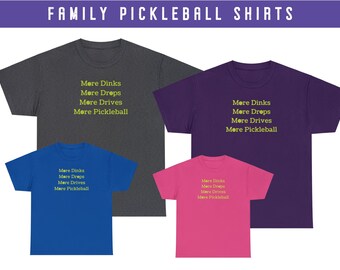 T-shirts assortis drôles de pickleball, coupe ample en coton, chemises familiales assorties, anniversaire de pickleballer, cadeau pour grand-père grand-mère partenaire