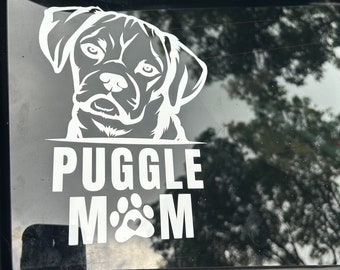 Puggle Mom Pet Decal, Car Sticker, Car Vinyl, Puggle Gifts, Puggle Decal, Dog Mom Decal, Pet Sticker