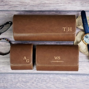Gift For Him,Personalized Leather Watch Case,Leather Watch Case,Customized Travel Watch Box for Him,Travel Watch Case,Grooms Fathers Gift