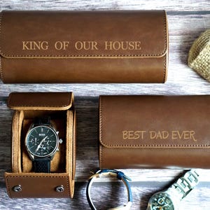 Father&#39;s Day Gift,Gift For Fathers Dads,Gift For Him,Customized Leather Watch Case,Personalized Travel Watch Box for Him,Travel Watch Case,