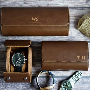 Customized leather organizer, Personalized leather organizer for Him, Watch roll storage Case, Perfect gift for collectors,Luxury watch case