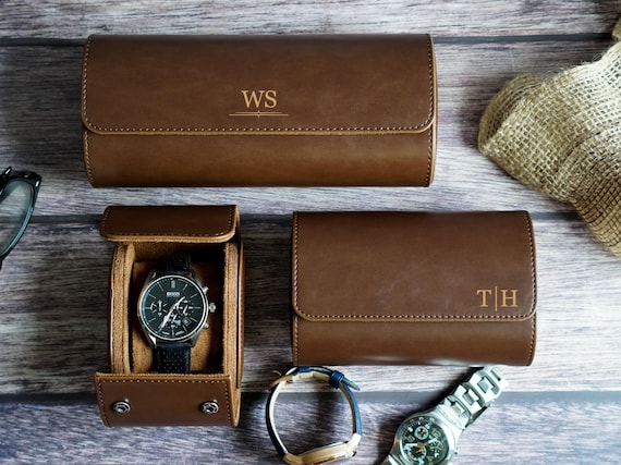 Customized leather organizer, Personalized leather organizer for Him, Watch roll storage Case, Perfect gift for collectors,Luxury watch case