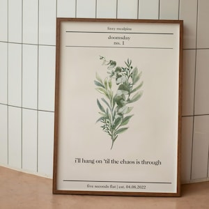 Lizzy McAlpine Five Seconds Flat Lyric Print | Botanical Dorm Decor (Digital Download)