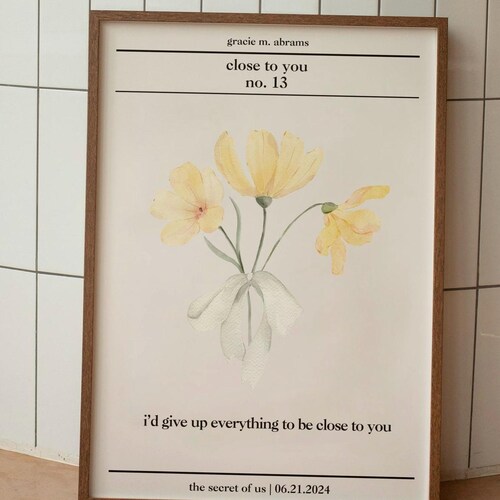 Gracie Abrams Poster | Digital Druck The Secret Of Us Nähe Sie Merch Geschenk Home Decor Wand Kunst Wohnheim Dekor Lyric Simple Design Swift Indie