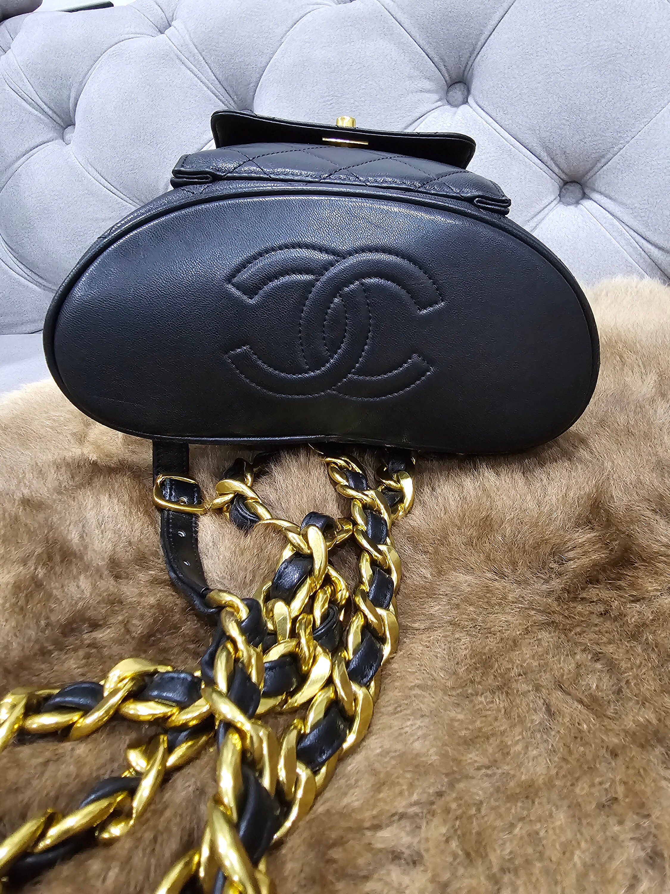 Chanel Matelasse Chain Backpack Rucksack Leather Black 
