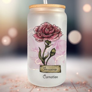 Envoltura de diseño de flor de nacimiento para vidrio de 16 oz, impresión por sublimación, idea de regalo de cumpleaños, envoltura de vidrio de flores de nacimiento personalizada de 12 meses, envoltura de copa libby,