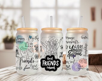 Best Friends Forever 16oz Glass Can Wrap PNG (Digital Download)