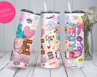 Nurse Life 20oz skinny tumbler wrap png, nurse glass can, nurse tumbler wrap, nurse gifts, nurse life, nurse cup wrap, birthday gift,
