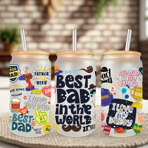 Envoltorio para lata de vidrio de 473 ml (16 oz) para el mejor papá: Regalo para el Día del Padre (Descarga digital)