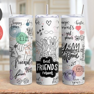 best friends tumbler wrap, 20 oz skinny tumbler, best friends gifts, best friend birthday, bff gift, bestie tumbler wrap, friends cup wrap