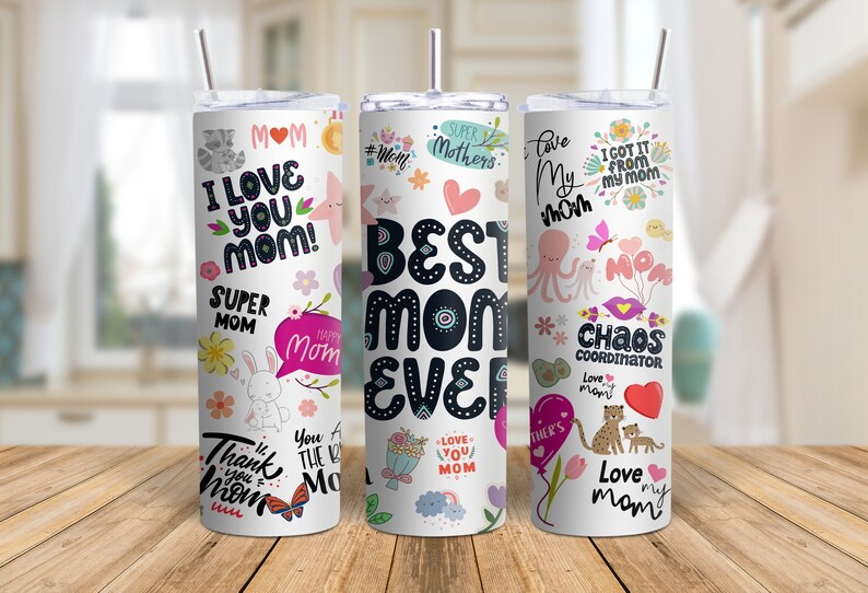 Best Mom ever 20oz skinny tumbler wrap Bundle, mother day gift, birthday gift, tumbler wrap, gift for mother, gift for her, Tumbler gift,