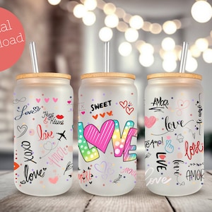 Envoltorio para lata de cristal Love Libbey, vaso para el Día de San Valentín (descarga digital)