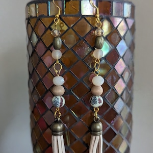 Beige Boho Dangle Earrings