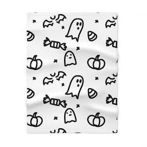 Halloween Fleece Baby Blanket | Pumpkins Ghosts Candy Bats