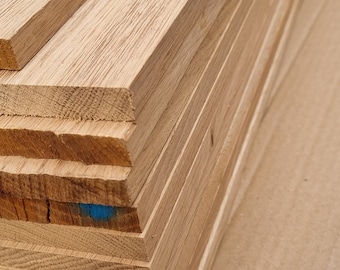 Oak hardwood boards - Hardwood timber | Oak boards 80mm x 12mm x 400 mm+ | Oak PAR wood | pack of 10