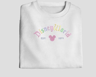 Pastel DisWorld Embroidered Sweatshirt | Embroidered Crewneck | Sweatshirt | Gift for Women | Embroidered Hoodie