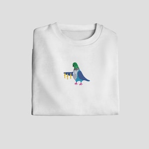 Hustler Pigeon Embroidered Sweatshirt | Embroidered Crewneck | T-shirt | Gift for Women | Embroidered