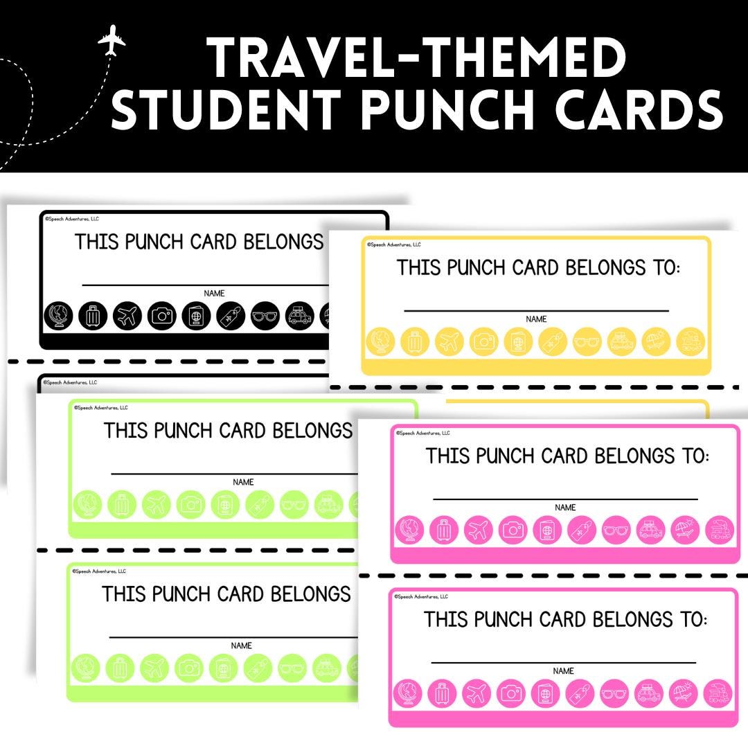 Printable Travel-themed Student Punch Cards for Positive Reinforcement ...