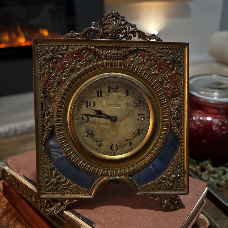 ANTIQUE ORNATE STRUT Clock With Guilloche Enamel Dial Surround Parts - Etsy