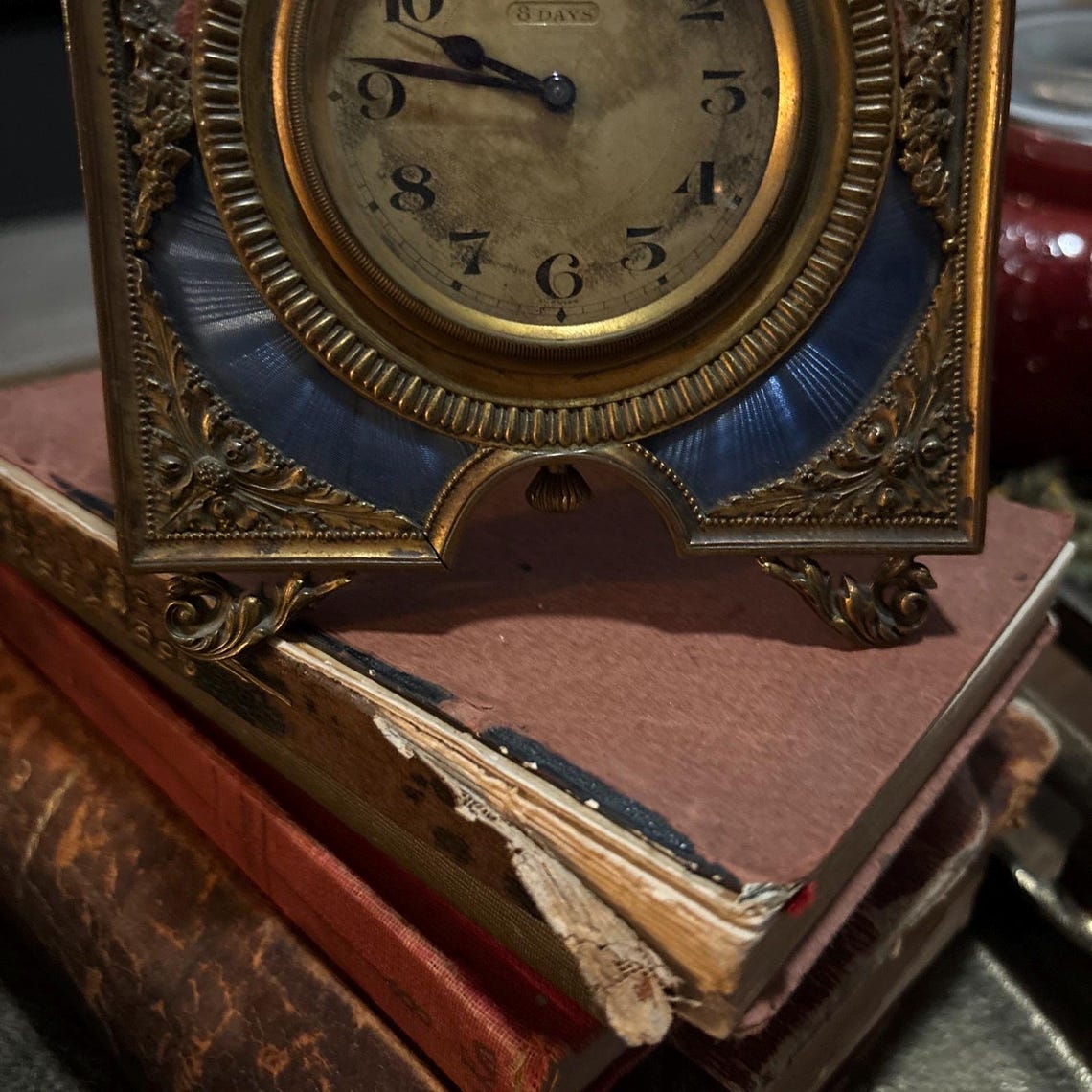 ANTIQUE ORNATE STRUT Clock With Guilloche Enamel Dial Surround Parts - Etsy