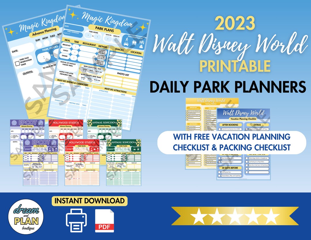 2023 WDW Vacation Daily Park Planner, Printable Theme Park Itinerary ...