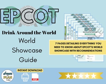 May include: A digital download guide for the Drink Around the World experience at EPCOT's World Showcase. The guide includes 7 pages with recommendations for each pavilion. The guide is available as an instant download in PDF format.
