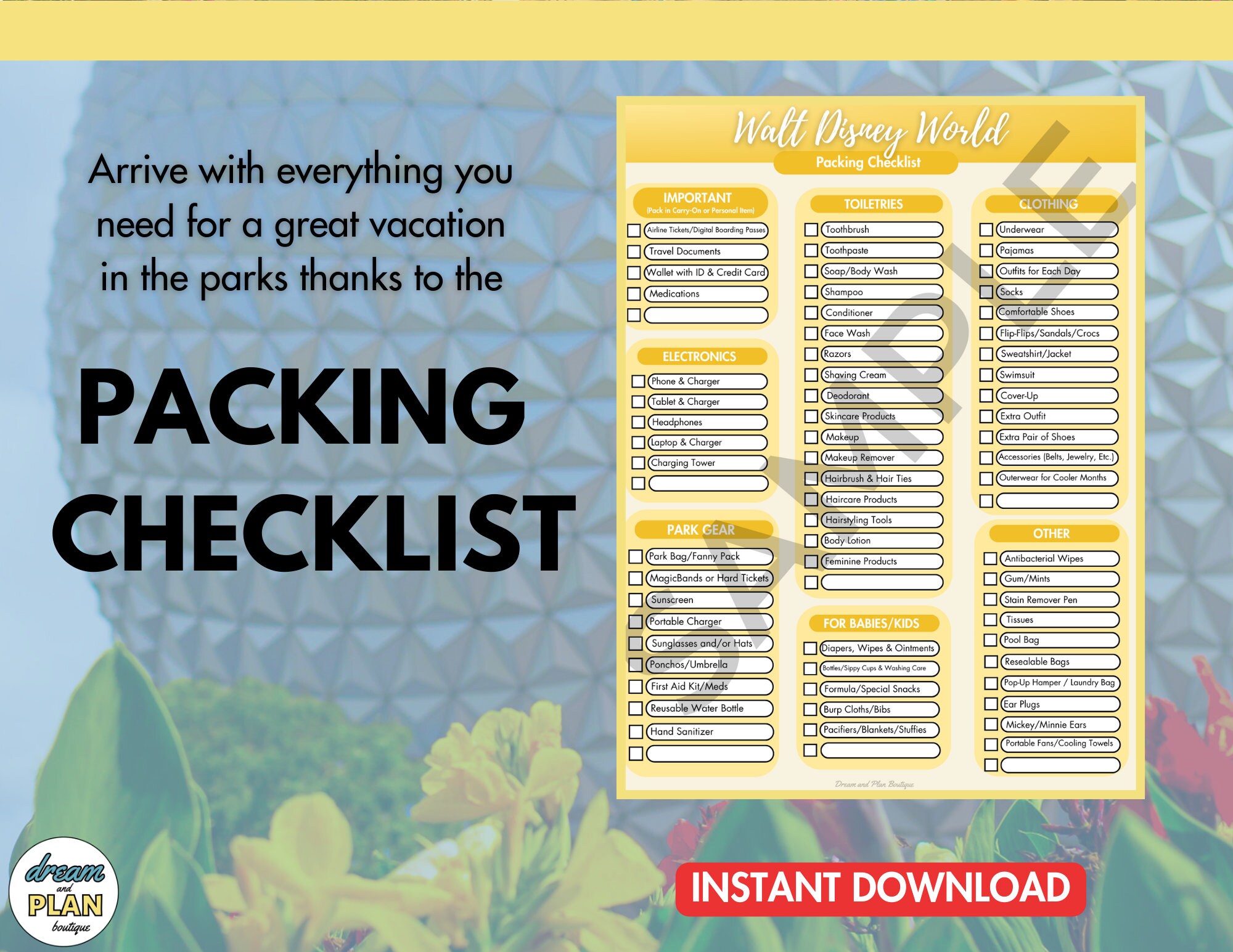 2023 WDW Vacation Planning Checklist, Packing Checklist, Instant ...