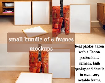Oak Frame Mockup Bundle | Living Room Photo Frames (PSD & JPEG)