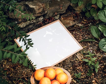 3x4 Wooden Frame Mockup: Garden Scene (PSD & JPEG)