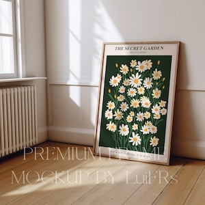 Einzelner Holzrahmen Mockup | Rahmen auf Boden Mockup | Kunst Poster Mockup mit Natürlichem Licht | Digitales Modernes Poster Mockup.