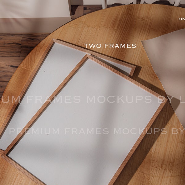 two frames on the table |sheet mockup | Realistic Photo Frame PSD Mockups | DIN ISO | Light Wood Frame Mockups | real photo frame mockup.